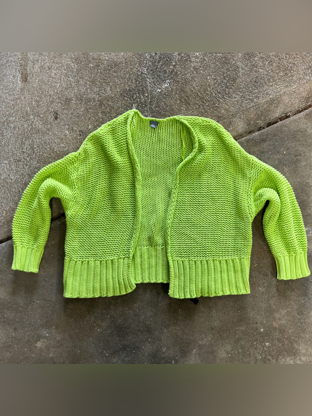 Aerie Bright Green Open-Front Women's Sweater Cardigan Chunky Knit AEO Jacket